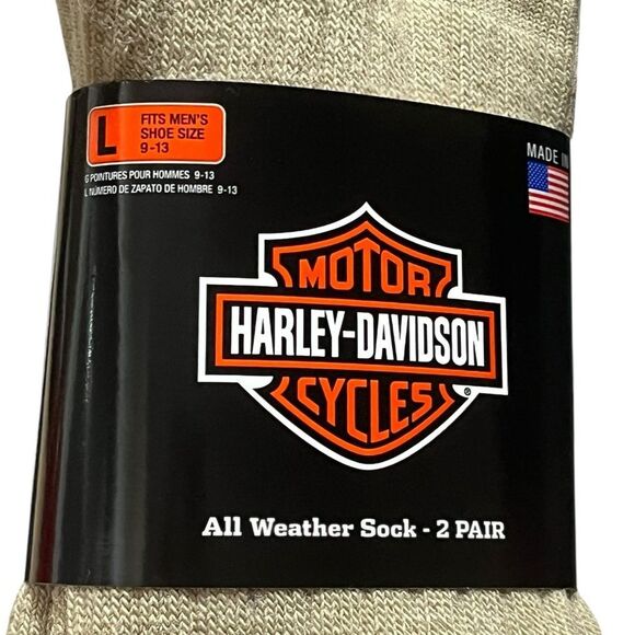 Harley-Davidson Men's Olive and Beige All Weather Socks, 2 Pairs, Size L, NWT - Picture 6 of 8
